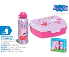 Astley Baker Davies „Peppa“ kiaulės aliuminio butelis 500 ml + priešpiečių dėžutė