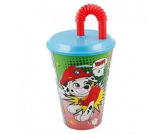 Puodelis Paw Patrol su šiaudeliais 430 ml