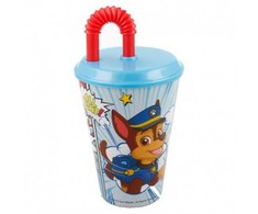 Puodelis Paw Patrol su šiaudeliais 430 ml