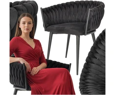 Rosa prabangi Kėdė Glamour Veliūras Juoda Moderni