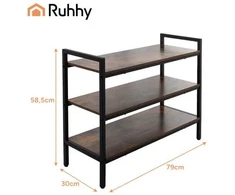 Ruhhy Batų stovas 79cm - Metalinis organizatorius su medinėmis lentynomis