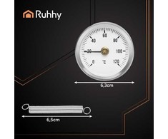 RUHHY Dial Thermometer 26557 – Bimetalinis, 0-120 °C, 6,3 cm
