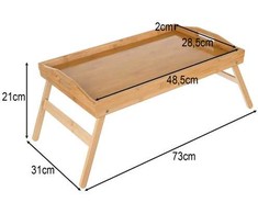 RUHHY Nešiojamas pusryčių stalas 25052 - 5kg talpa, sulankstomas, natūralus bambukas
