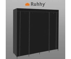 RUHHY Tekstilinis spinta 170x170cm Juoda, mobilus, 14 lentynų