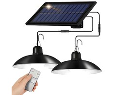 Lauko kabinama saulės lempa su LED ir nuotoliniu valdymu