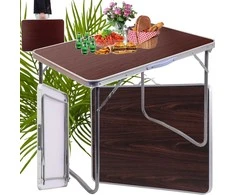 Sulankstomas lauko stalas kempingui, 70x50x60 cm, rudas