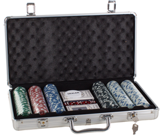 Pokerio rinkinys 300 žetonų 2 kortų kaladės dėklas