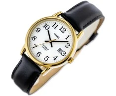 TIMEX Vyrų Laikrodis T2H291 35mm Juodas Odinis Dirželis Aukso Korpusas