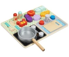 Tooky Toys TOOKY TOY medinė virtuvėlė su priedais – mažojo virėjo rinkinys