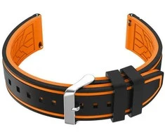 Pacific U14 rubber watch strap - juodas/oranžinis - 20mm