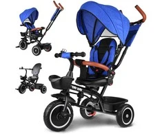 Tiny Bike Vaikų trijų ratų dviračių mažas dviratis 3in1 su stogu pasuktu SP0650