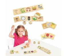 „Viga“ edukacinio žaidimo dėlionės rūšiavimas Pojūčiai 37 EL. Montessori