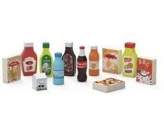 Viga Medienos Žaislai 12 Maisto Produktų Rinkinys