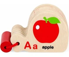 Viga medinė brošiūra abėcėlei ir anglų kalba Montessori