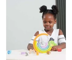 VIGA Medinė Tęcza Klockai Montessori 5 spalvų