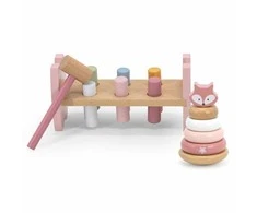 Viga Medinė Žaislų Rinkinys Priklausantis PolarB Serijai - Piramidė ir Plakimo Žaislas