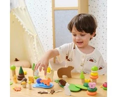 Viga Toys Medinių kaladėlių rinkinys VIGA Miško istorijų pasaulis 58 vnt