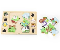 Viga Medinis Dėliones Puzzle - Atspėk Pagal Šešėlį - Ūkio Augintiniai