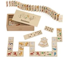 VIGA Medinis Domino 2in1 Su Gyvūnais ir Skaičiais
