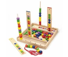 Viga medinis edinis žaidimas loginis karoliukai 104 Montessori elementai