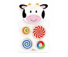 Viga Toys Medinė Žaislas Karvė Su Sukamais Diskais
