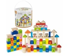 „Viga Toys“ mediniai mokomieji blokai 100 elementų. Skaičiai