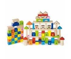 „Viga Toys“ mediniai mokomieji blokai 100 elementų. Skaičiai