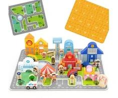 Viga Toys Viga Medinis Miesto Statybos Rinkinys Su Dėžute