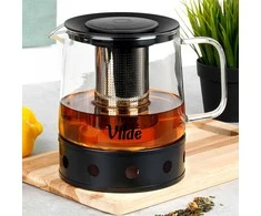Vilde Arbatos Virdulys su Filtru 1,5 l - Stiklinis Kavos ir Arbatos Puodelis - Infuser - Arbatos Sietelis