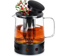 Vilde Arbatos Virdulys su Filtru 1,5 l - Stiklinis Kavos ir Arbatos Puodelis - Infuser - Arbatos Sietelis