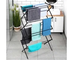 Vilde Drabužių džiovyklė Metalinė Vertikali 10 kg Juoda 43-75x37,5x139 cm