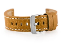 Pacific W48 leather watch strap - PREMIUM - camel/baltas - 24mm