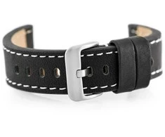 W48 odinis laikrodžių dirželis - PREMIUM - juodas/baltas - 22mm