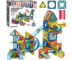 Magnetinis 3D konstruktorius su kamuoliukų trasa WOOPIE 42 vnt