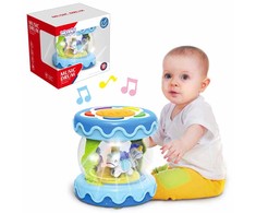 Woopie Baby WOOPIE Muzikinis Bębenėlis Projektorius 3w1 Muzikinė Žaislas Kūdikiams + Riedantis Volelis Mokymuisi Ridenti