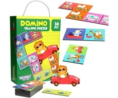 Woopie edukacinis žaidimas Gyvūnų transportas domino ir Montessori kortelių dėlionė