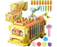 Woopie Baby WOOPIE Interaktyvus Edukacinis Autobusėlis 6w1 Młoteczek Cymbałki +18m