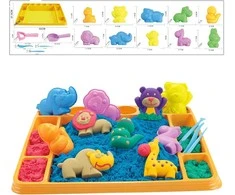 Woopie Kinetinis Smėlis 1,2kg XL ZOO Rinkinys su Stalu ir Šablonais