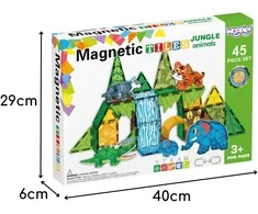 WOOPIE Magnetinis 3D Konstruktorius Džiunglių Gyvūnai 45vnt
