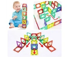 Woopie Magnetiniai Konstrukciniai Klocki 3D Edukacinis Rinkinys Kulkų Traukiniui 126 el.
