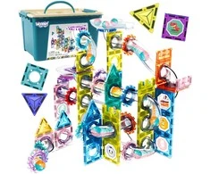 Woopie Magnetiniai Konstrukciniai Klocki 3D Edukacinis Rinkinys Kulkų Traukiniui 126 el.