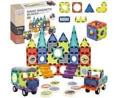 Magnetinis konstruktorius 3D pilis ir transporto priemonės WOOPIE 71vnt