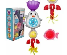 Woopie Baby „Woopie Penguin“ vandens žaislas voniai, žvejybos ritė + perpildymo taurė