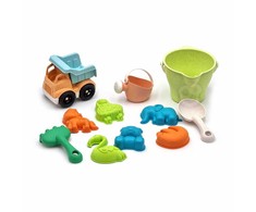 WOOPIE Smėlio rinkinys su kibiru ir automobiliu, 11 vnt., biodegraduojantis organinis medžiaga