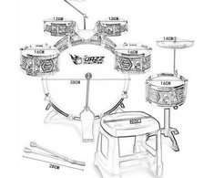 Woopie Vaikų Muzikinis Instrumentas 6 Būgnai 2 Činčiai + Taburetė