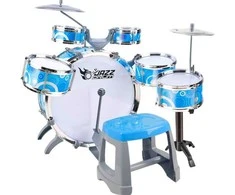 Woopie Vaikų Muzikinis Instrumentas 6 Būgnai 2 Činčiai + Taburetė