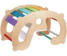 Woopie Žalias Medinis Tęczinis Bujak ir Tiltas 2in1 Montessori