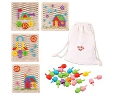 Tooky Toys Žaislų žaislas „Mosaika Montessori“ dėlionė su „Pinski“ kištuku 88 EL.