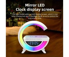 3in1 5W Garso kolonėlė su RGB apšvietimu, belaidžiu įkrovimu ir žadintuvu