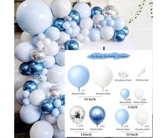 Blue Macaron Mėlyna Theme balionų rinkinys (104 vnt)